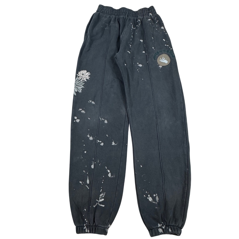 Nike Power In Purpose Black Bleach Splatter Floral Fleece Joggers S Whimsical